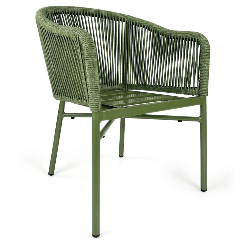 Faris Garden Green Rattan Armchair With Cushion in Pair