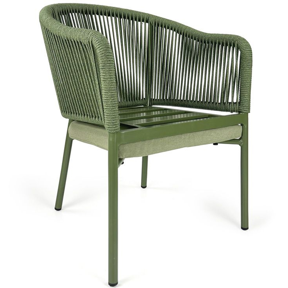Faris Garden Green Rattan Armchair With Cushion in Pair