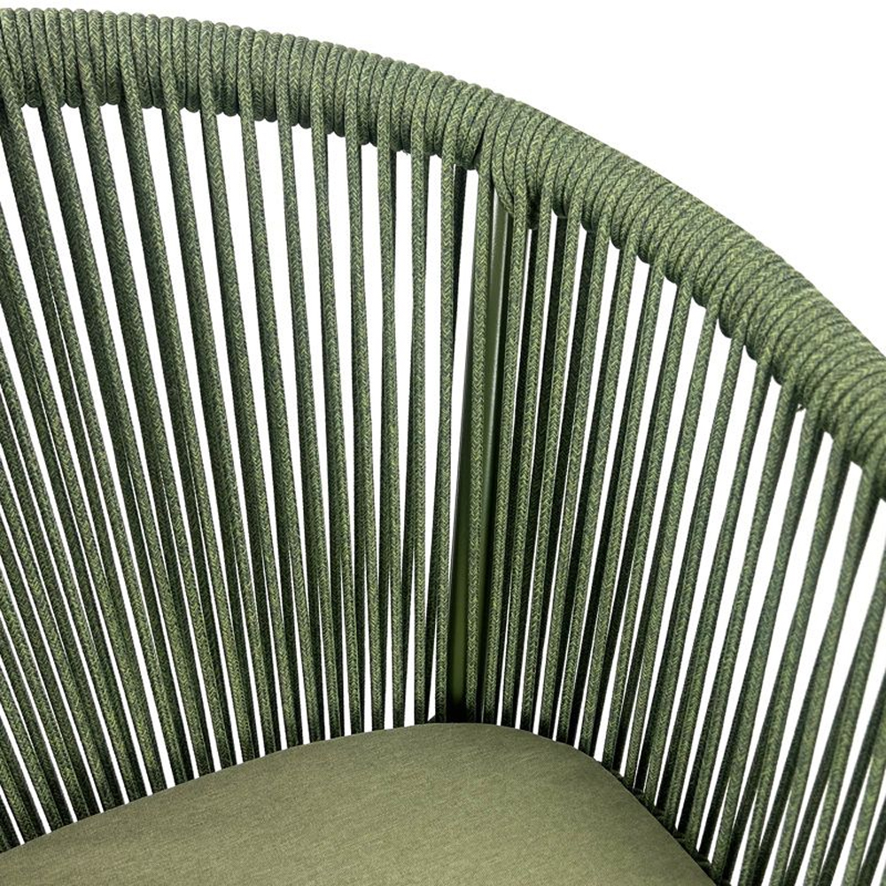 Faris Garden Green Rattan Armchair With Cushion in Pair