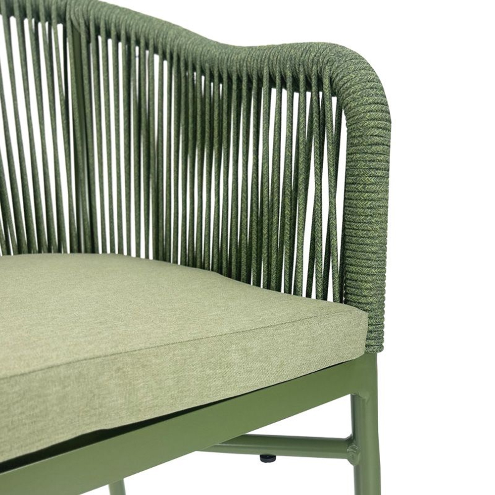Faris Garden Green Rattan Armchair With Cushion in Pair