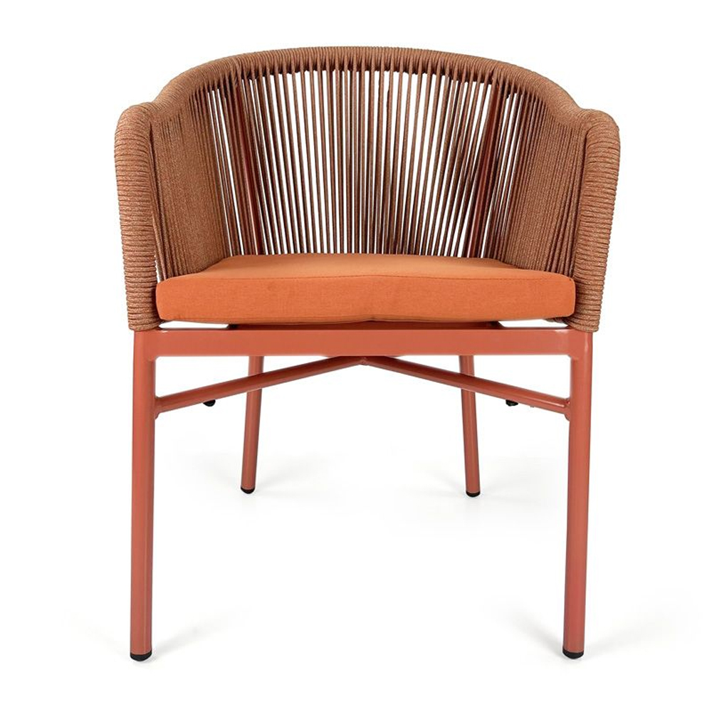 Faris Garden Orange Rattan Armchair With Cushion in Pair