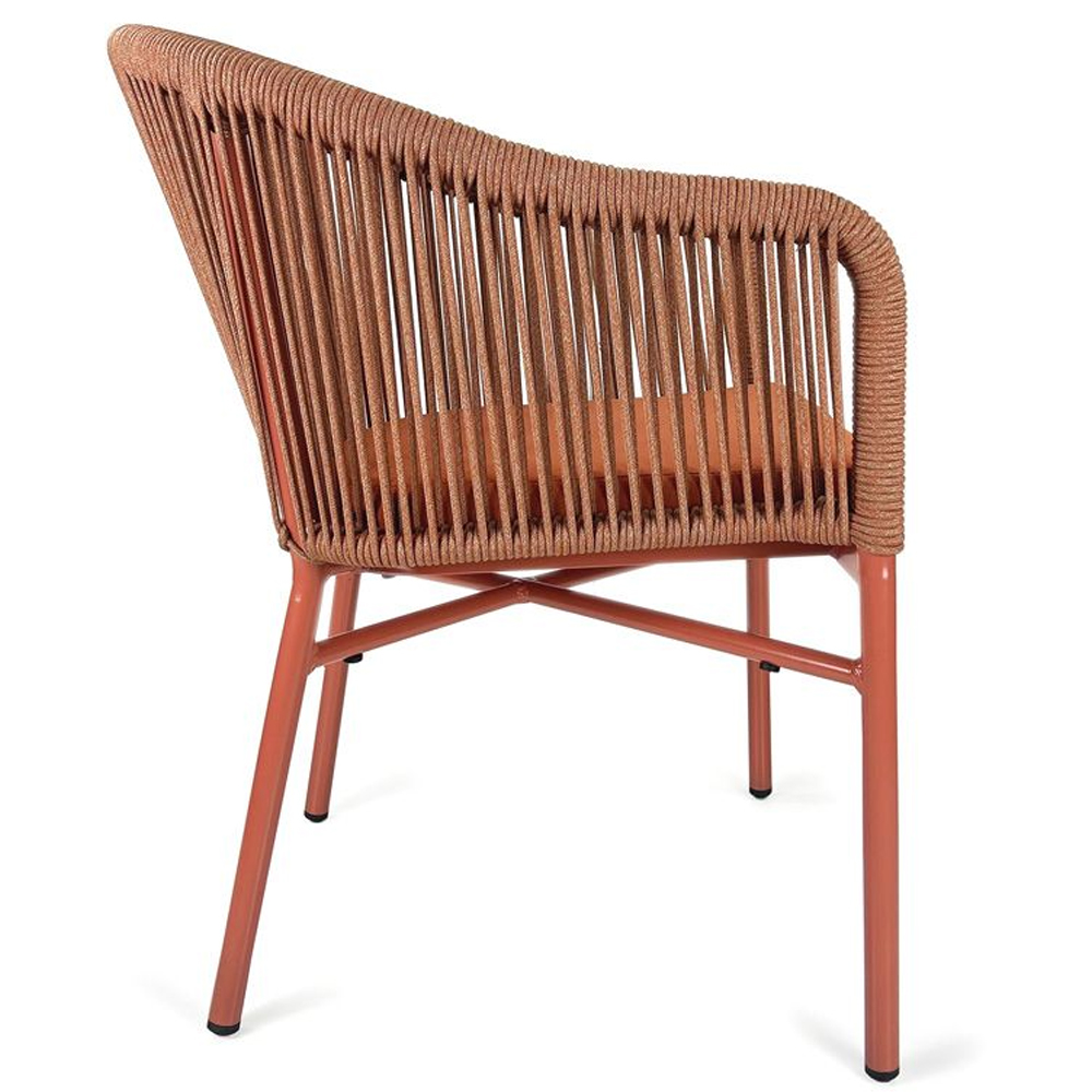 Faris Garden Orange Rattan Armchair With Cushion in Pair
