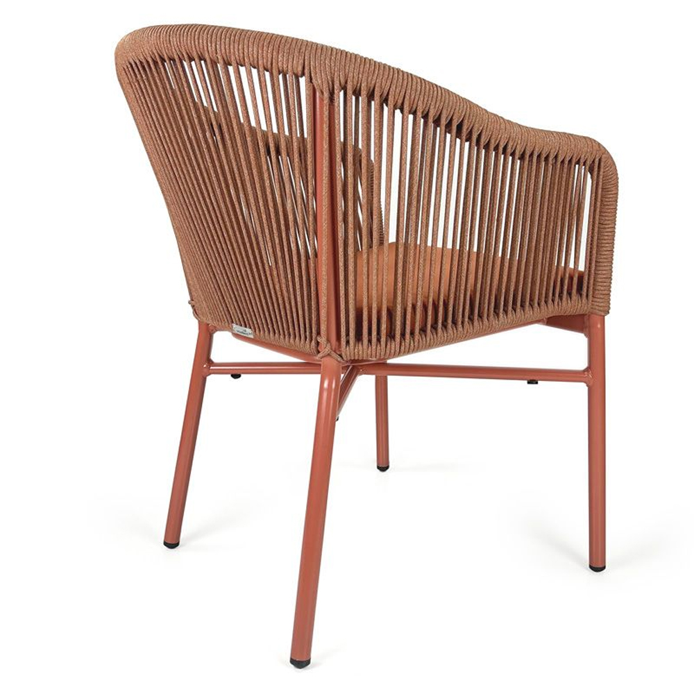 Faris Garden Orange Rattan Armchair With Cushion in Pair