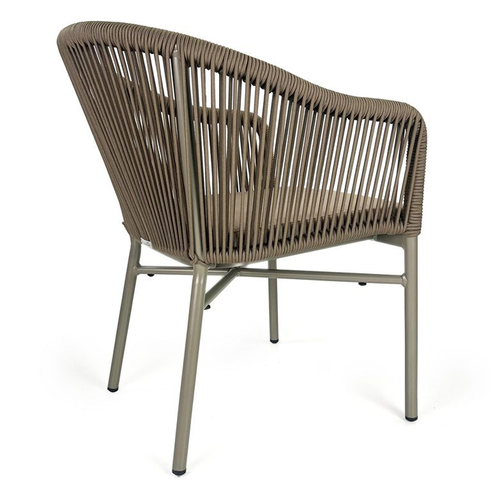Faris Garden Taupe Rattan Armchair With Cushion in Pair