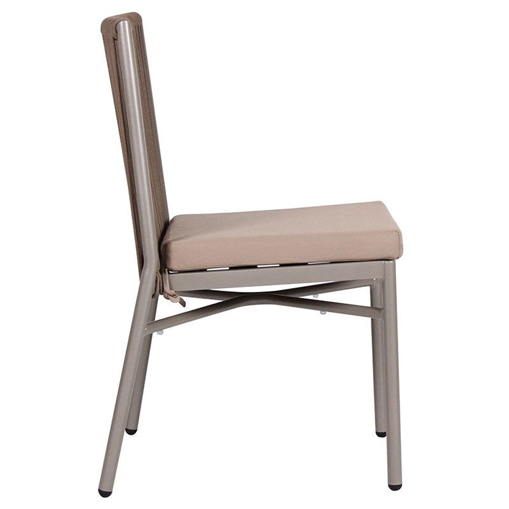 Faris Garden Taupe Rattan Sidechair With Cushion in Pair