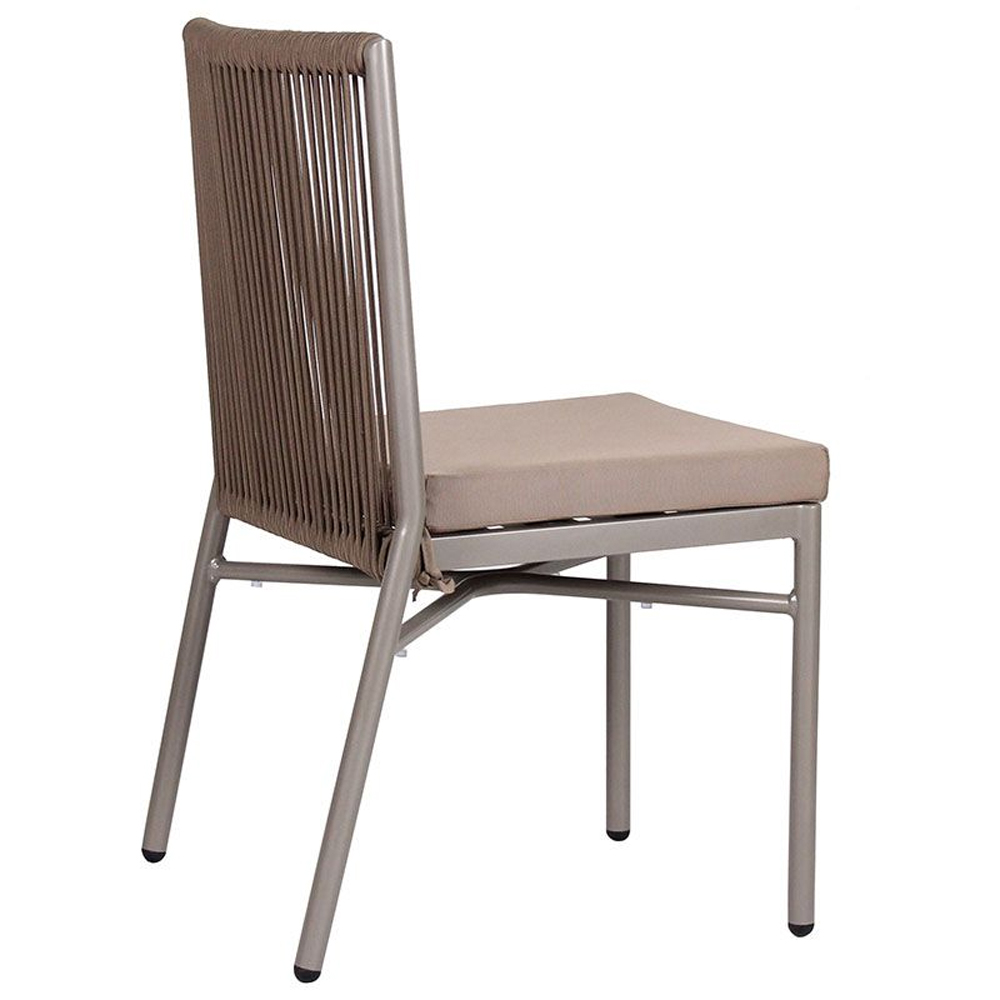 Faris Garden Taupe Rattan Sidechair With Cushion in Pair