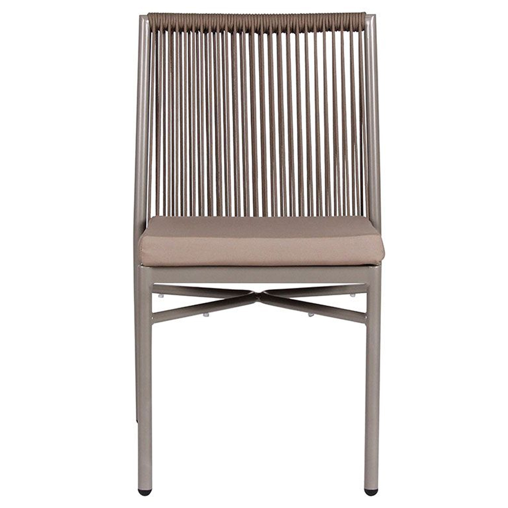Faris Garden Taupe Rattan Sidechair With Cushion in Pair