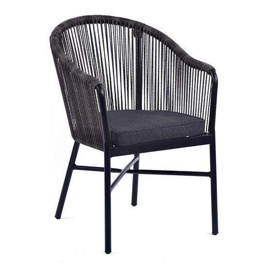Product photograph of Faris Rope Weave Arm Chair In Grey With Metal Frame from Furniture in Fashion