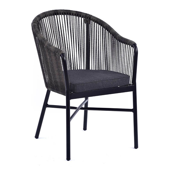 Read more about Faris rope weave arm chair in grey with metal frame