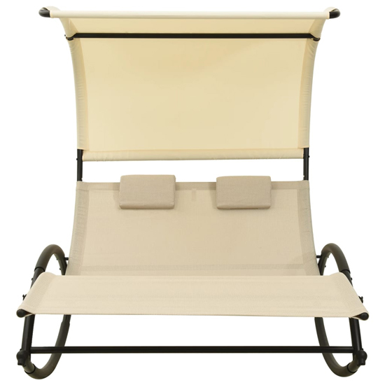 Faris Textilene Double Sun Lounger With Canopy In Cream