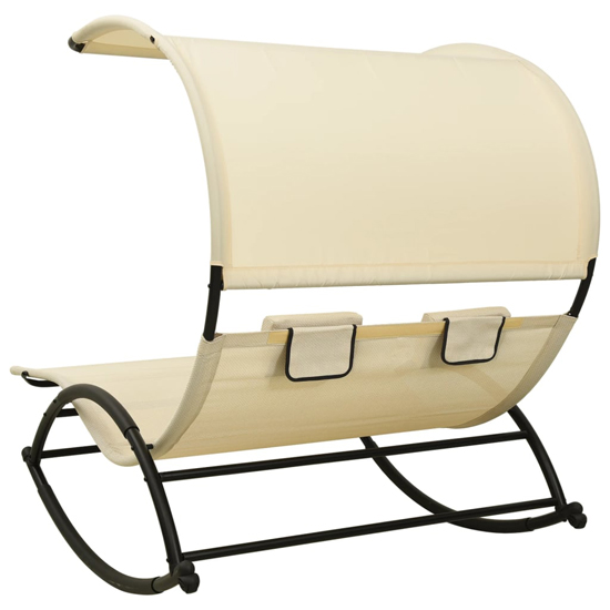 Faris Textilene Double Sun Lounger With Canopy In Cream