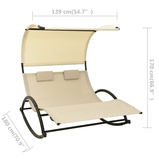 Faris Textilene Double Sun Lounger With Canopy In Cream