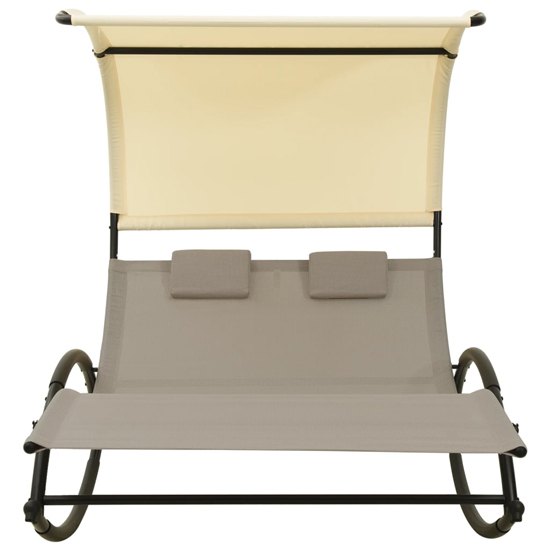 Faris Textilene Double Sun Lounger With Canopy In Taupe Cream