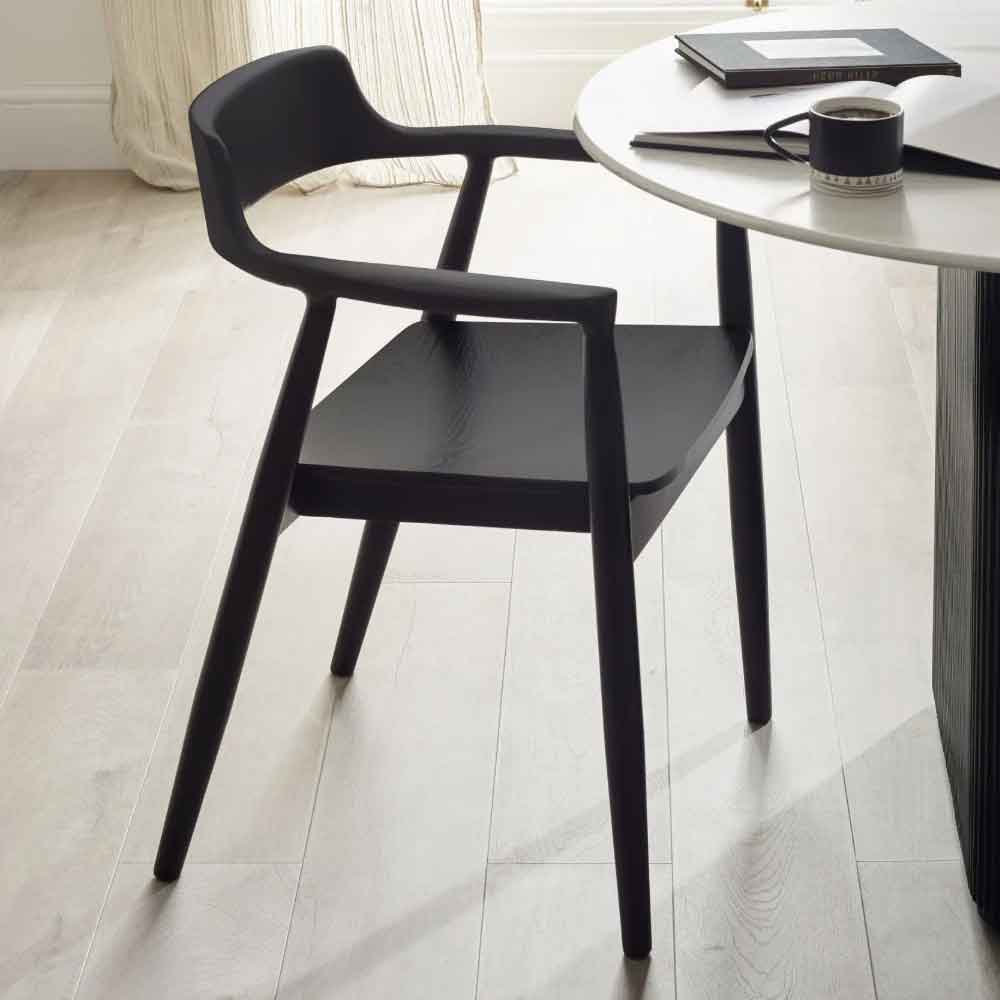 Farlix Black Wooden Dining Chairs in Pair