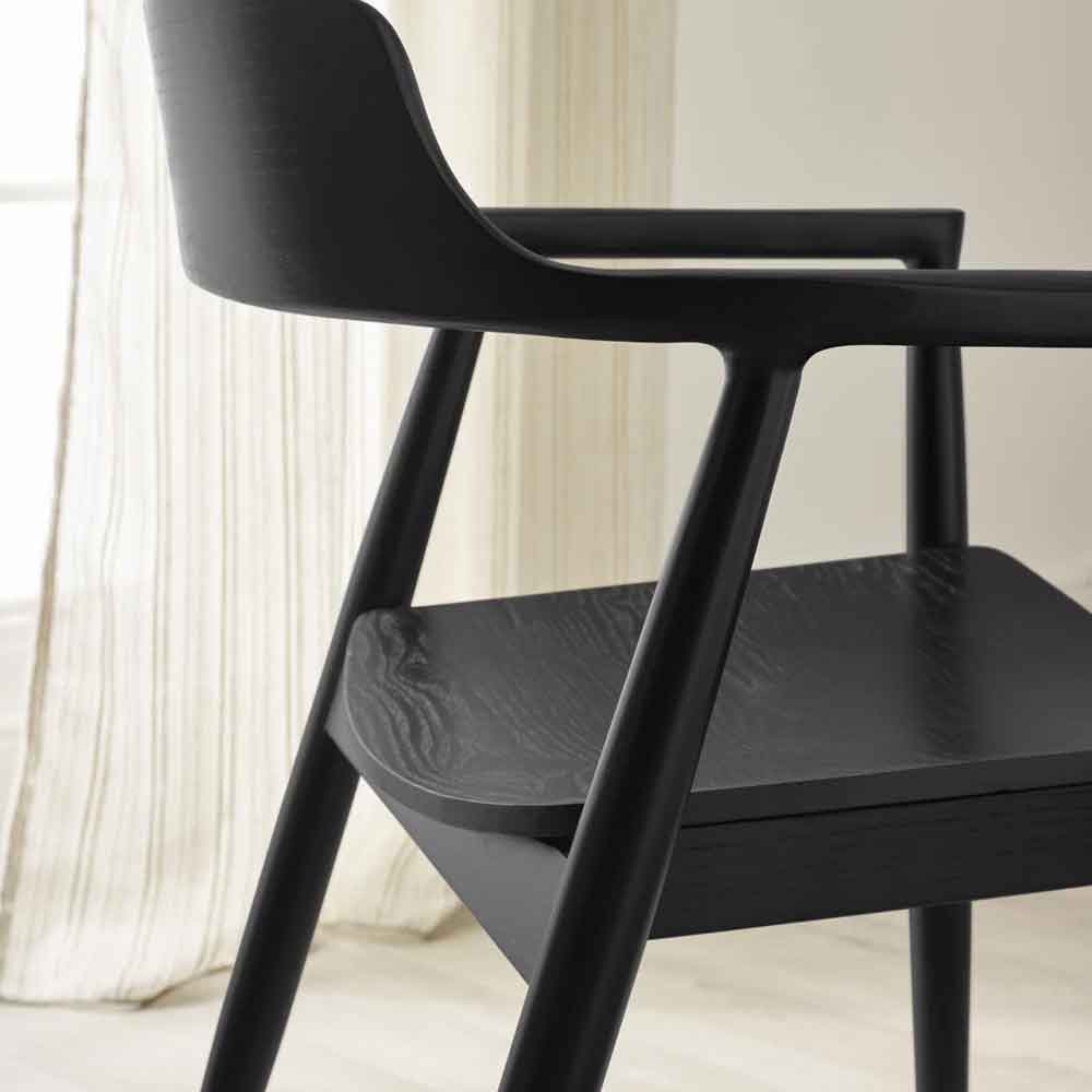 Farlix Black Wooden Dining Chairs in Pair