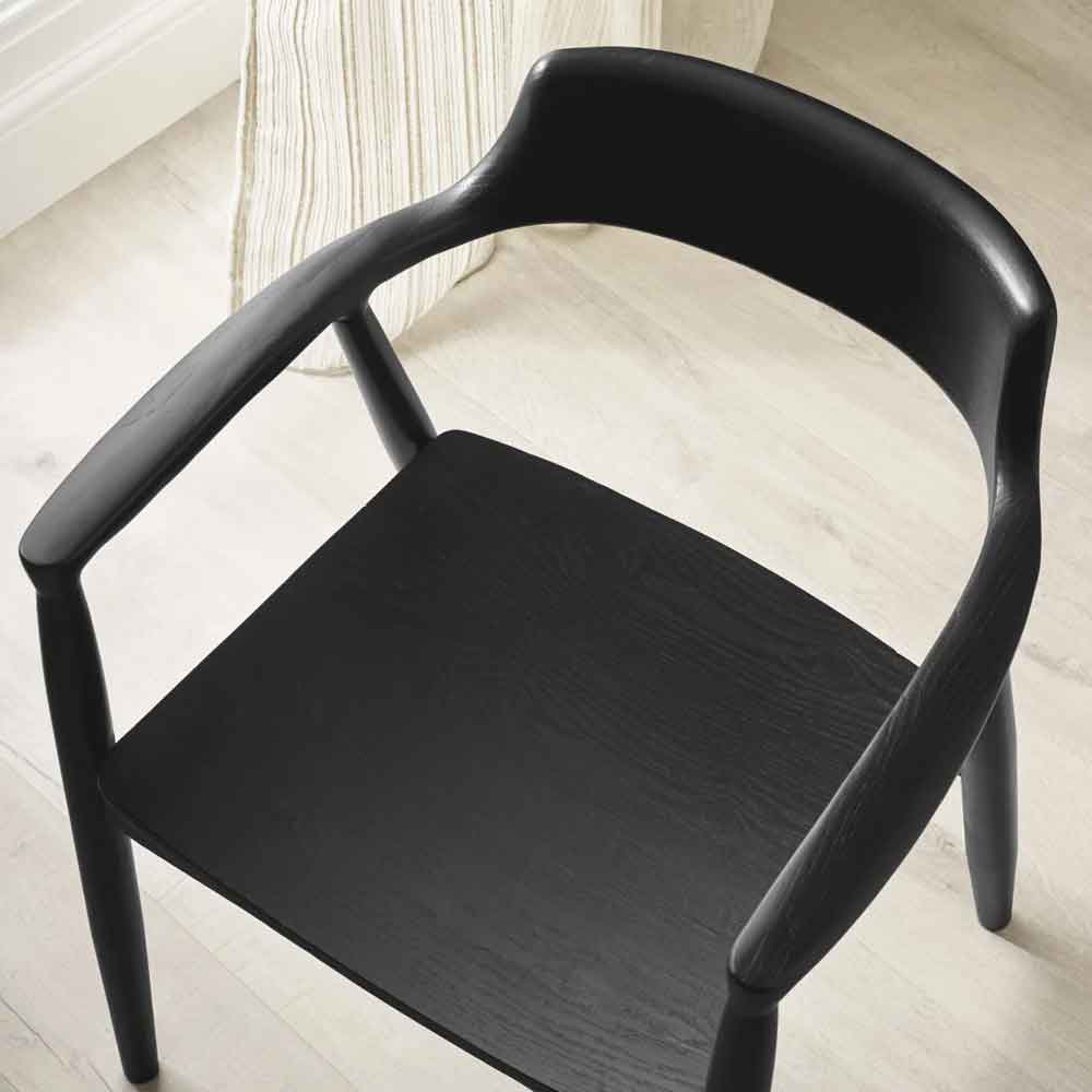 Farlix Black Wooden Dining Chairs in Pair