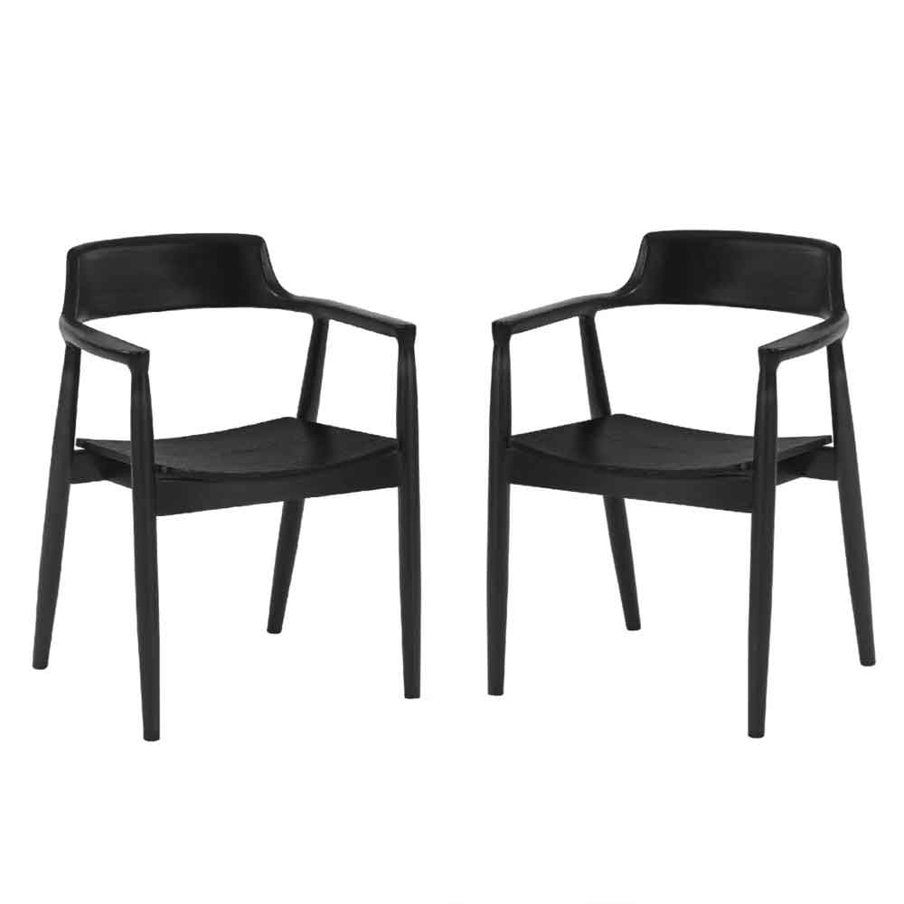 Farlix Black Wooden Dining Chairs in Pair