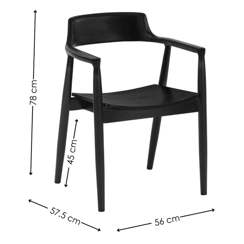 Farlix Black Wooden Dining Chairs in Pair