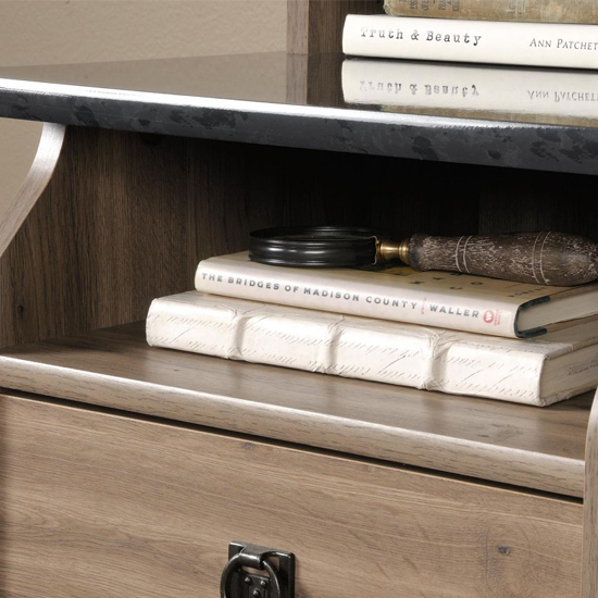 Fairmont Wooden Laptop Desk With 2 Drawers In Salt Oak