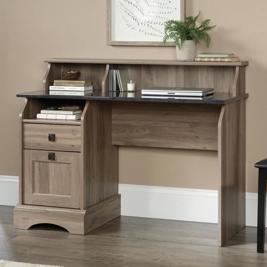 Photo of Farmhouse wooden computer desk in salt oak