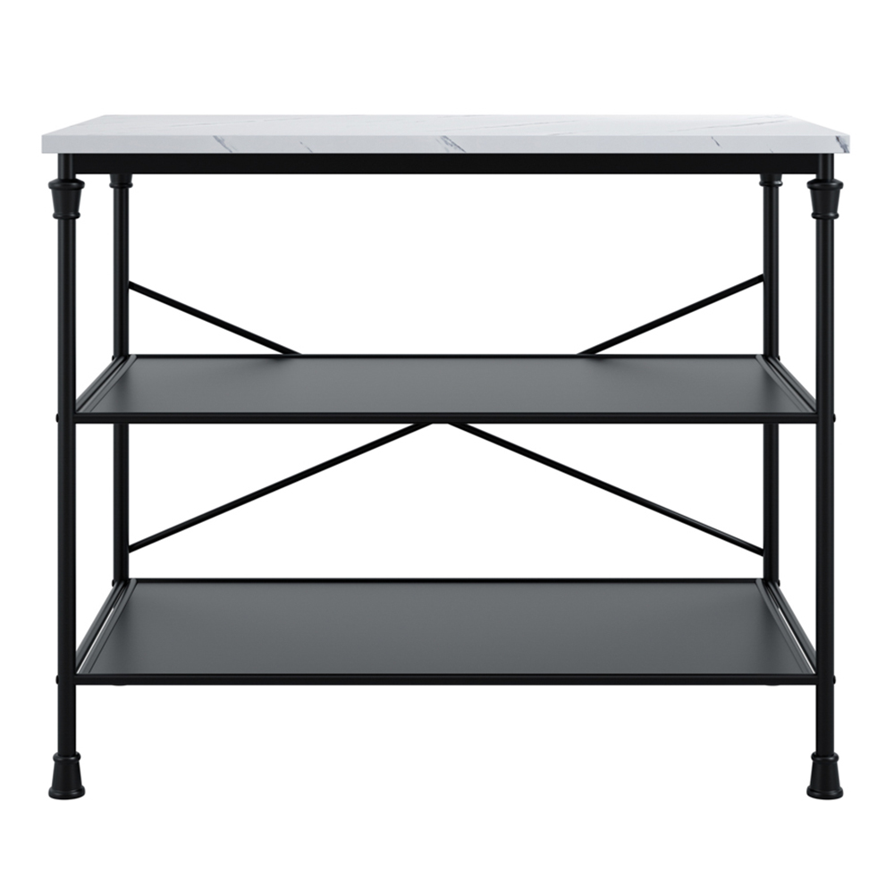 Farmington Wooden Kitchen Island In White Marble Effect