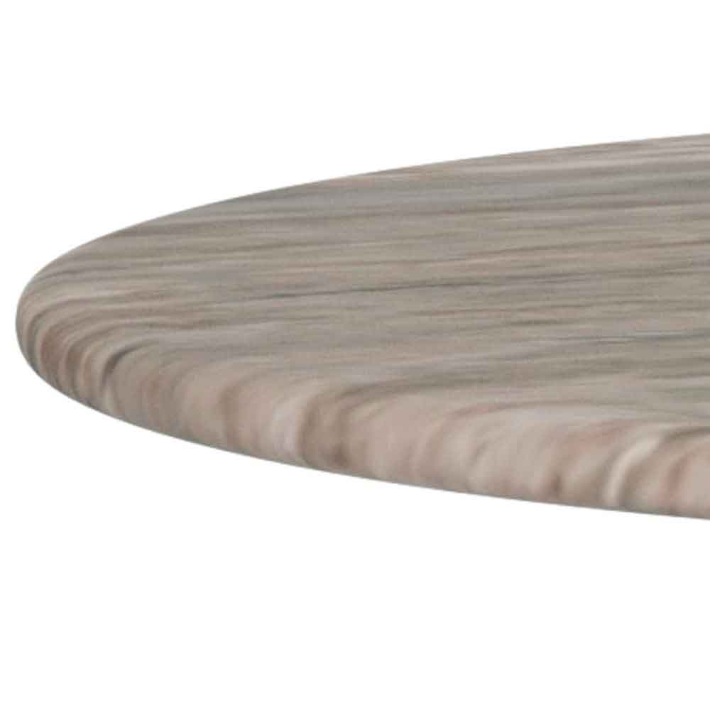 Farmville Marble Top Round Side Table With Steel Base in Brown