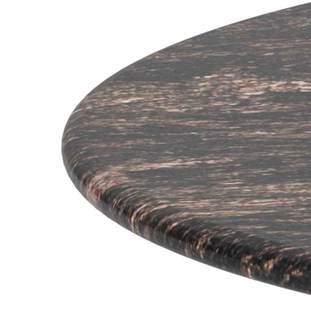 Farmville Round Brown Cocoa Marble Top Coffee Table with Bronze Steel Base