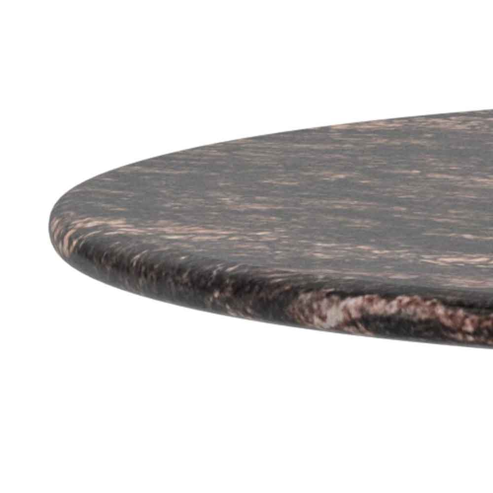 Farmville Round Brown Cocoa Marble Top Side Table with Bronze Steel Base