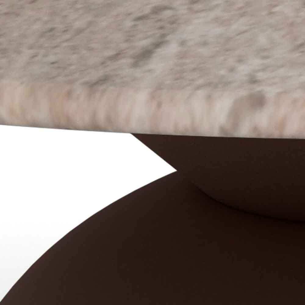 Farmville Round Grey Toronto Marble Top Coffee Table with Bronze Steel Base