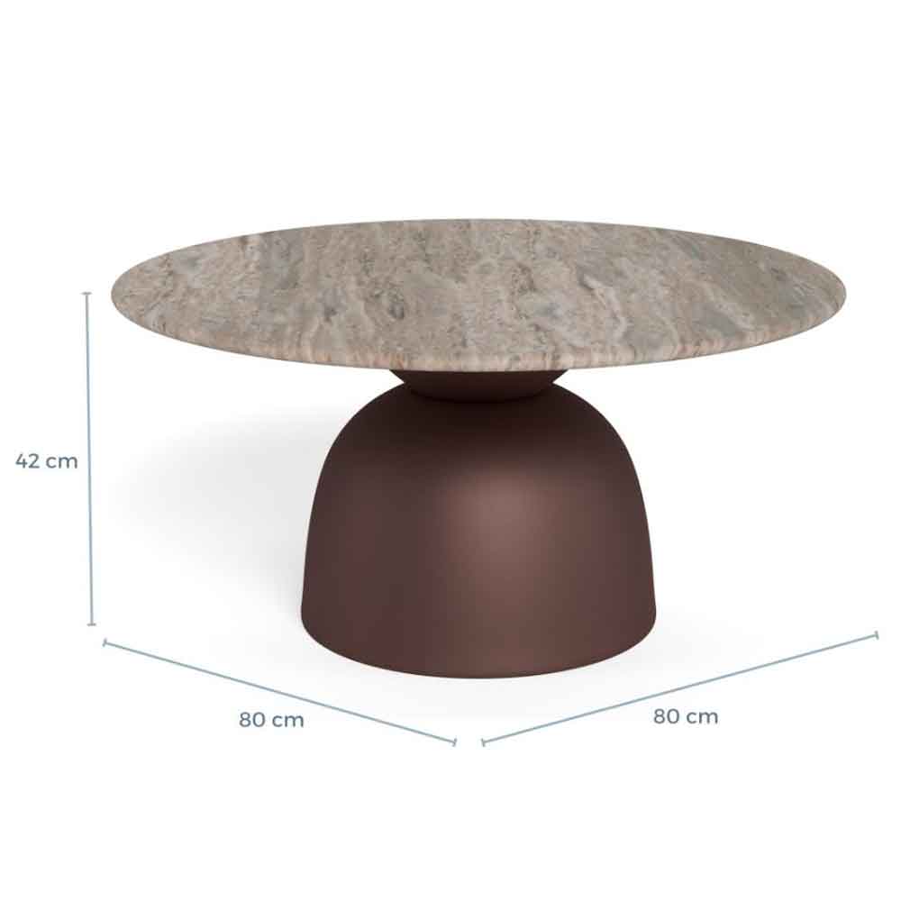 Farmville Round Grey Toronto Marble Top Coffee Table with Bronze Steel Base