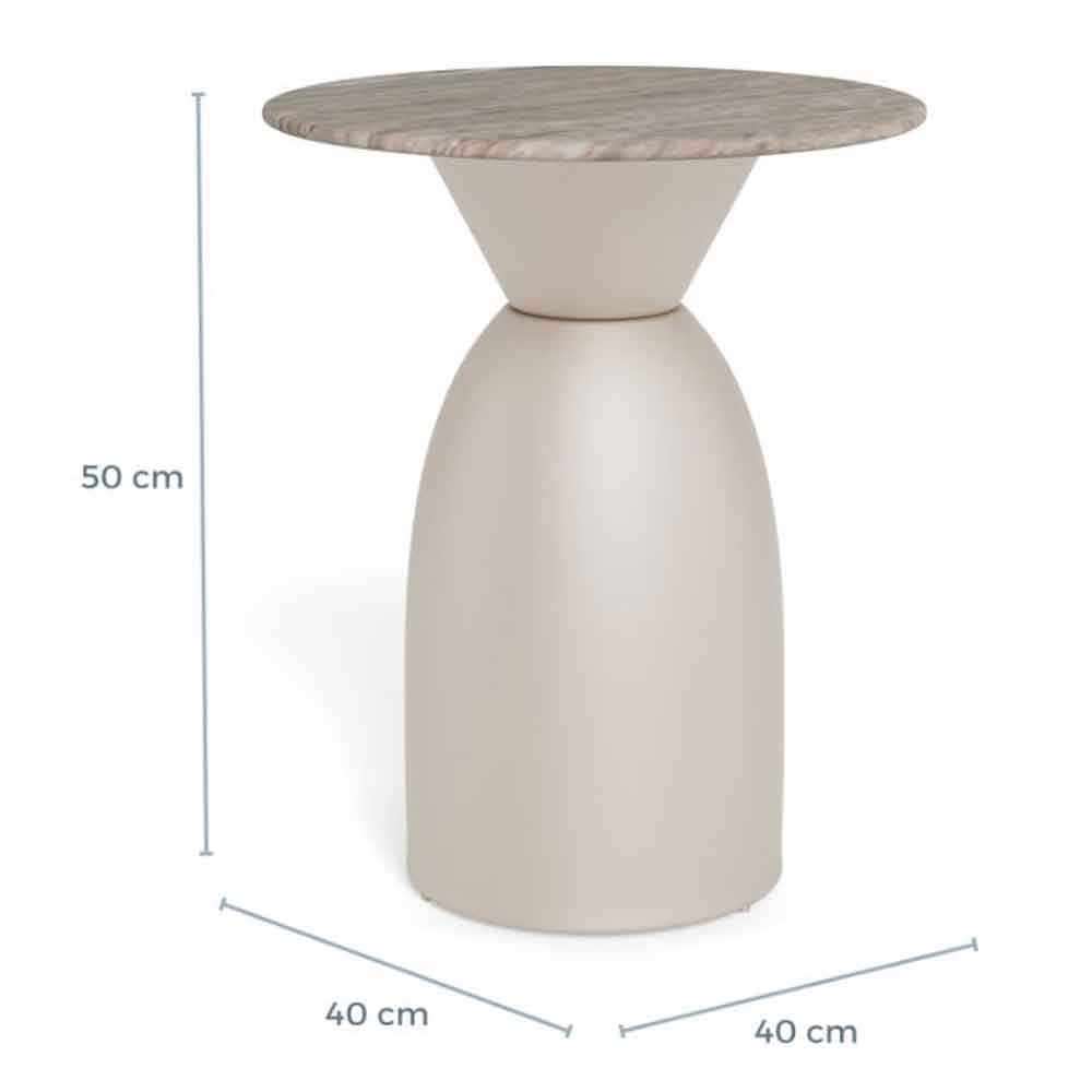 Farmville Round Grey Toronto Marble Top Side Table with Grey Steel Base