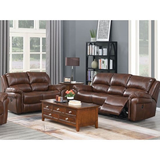 Farnham Leather 3 And 2 Seater Sofa Suite In Tan