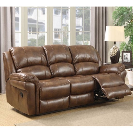 Photo of Farnham leather 3 seater electric recliner sofa in tan