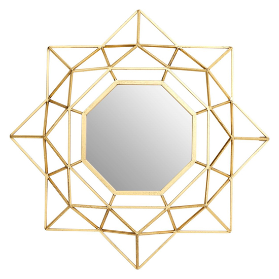 Farota Large Geometric Design Wall Mirror In Champagne Frame