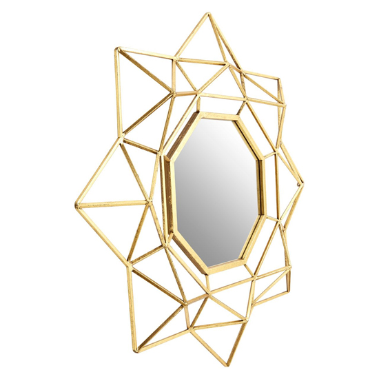 Read more about Farota large geometric design wall mirror in champagne frame