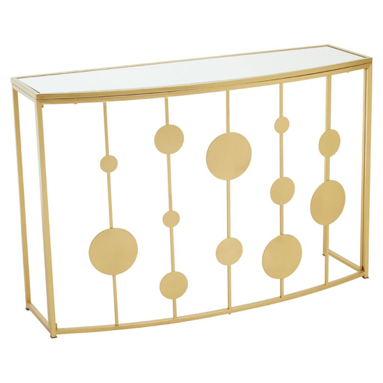 Farota Mirrored Glass Top Console Table With Gold Metal Base_2