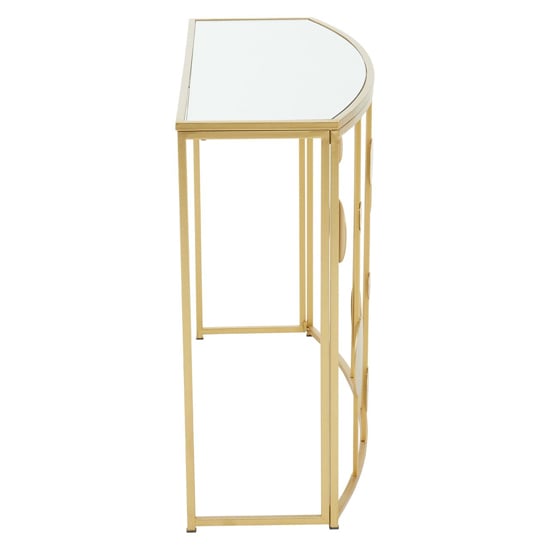 Farota Mirrored Glass Top Console Table With Gold Metal Base_4