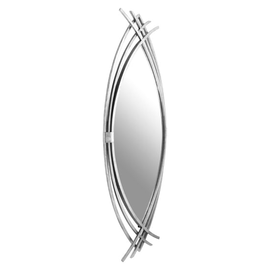 Product photograph of Farota Oval Wall Bedroom Mirror In Silver Frame from Furniture in Fashion