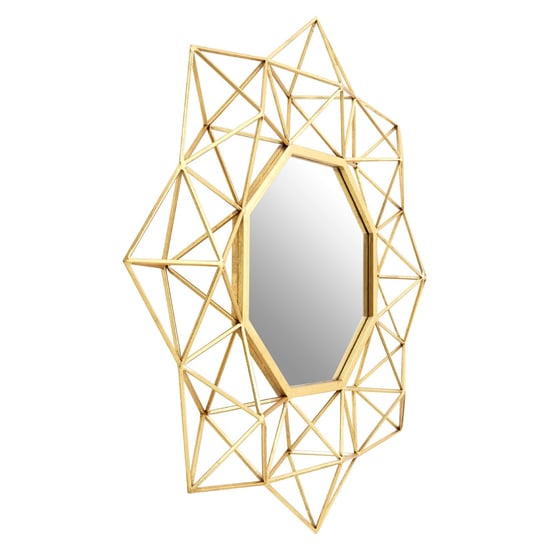Read more about Farota small geometric design wall mirror in champagne frame