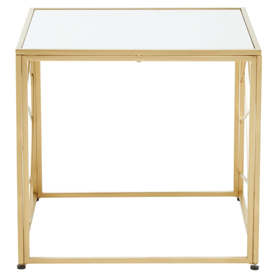 Farota Square Mirrored Glass Side Table With Gold Frame_3
