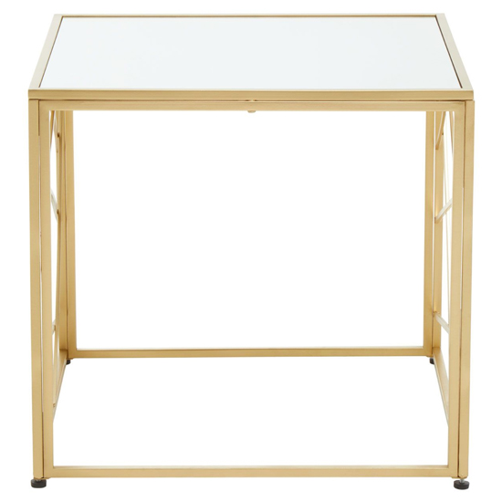 Farota Square Mirrored Glass Side Table With Gold Frame