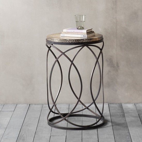 Farrah Metal Round Side Table In Gold And Black ...