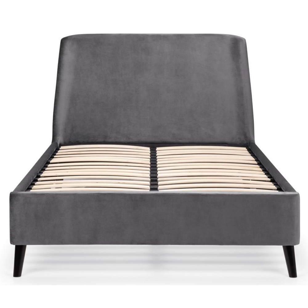 Farren Velvet Double Bed With Curved Headboard In Grey