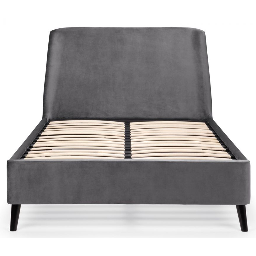 Farren Velvet King Size Bed With Curved Headboard In Grey