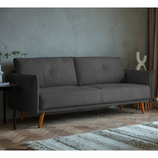 Farringdan Upholstered Fabric 2 Seater Sofa In Dark Grey