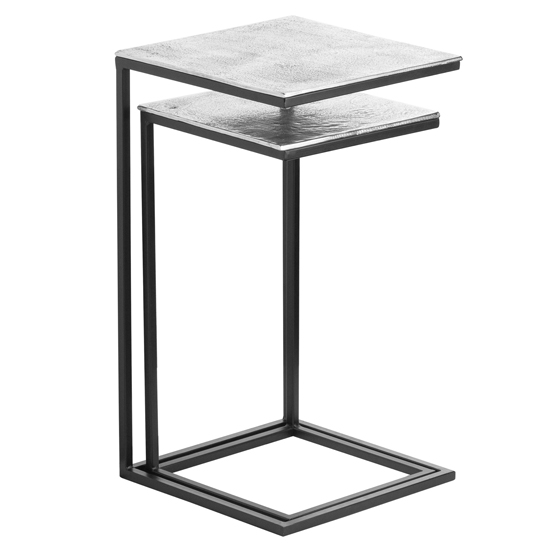 Farron Set Of 2 Metal Lamp Tables In Silver thumbnail