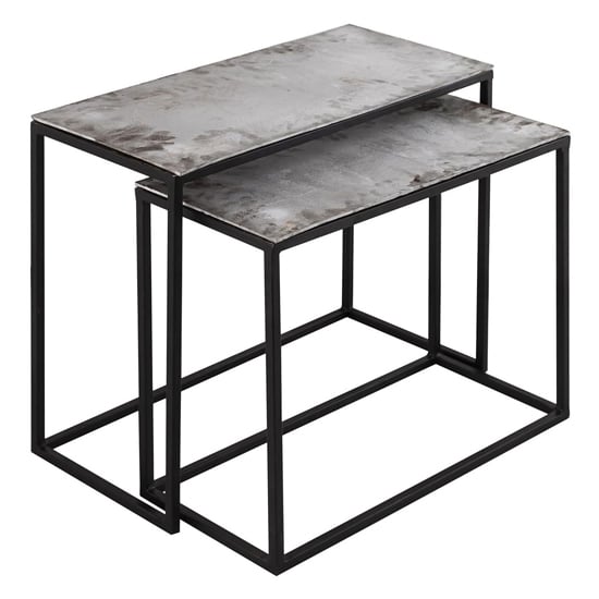 Product photograph of Farron Set Of 2 Metal Side Tables In Silver from Furniture in Fashion