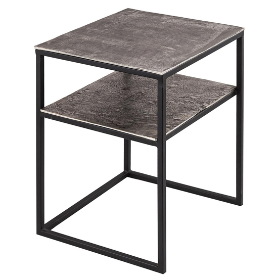 Farron Small Metal Side Tables In Silver With Undershelf Furniture in