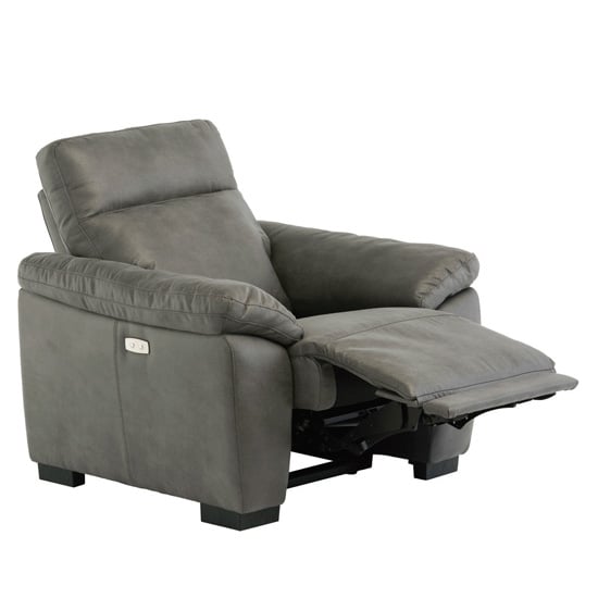 Fakroz Fabric Electric Recliner Armchair In Grey