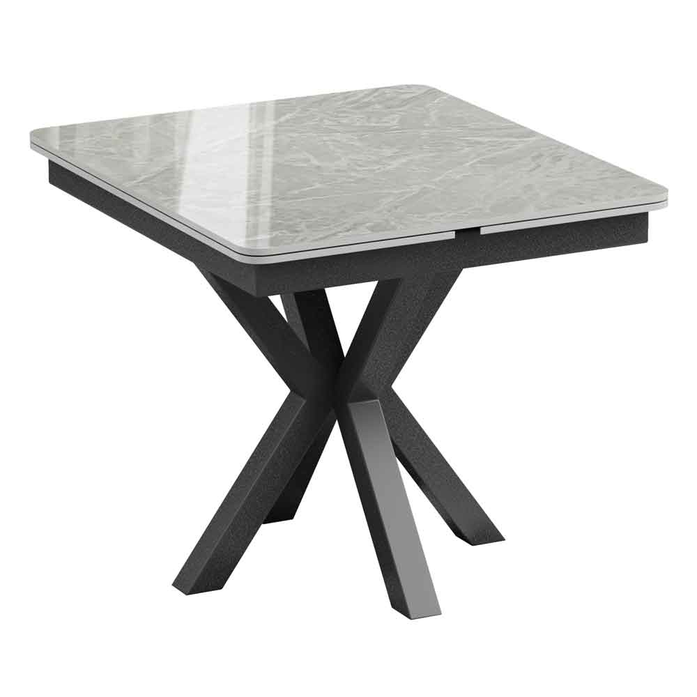 Farsen Ceramic Extending Dining Table in Grey Gloss